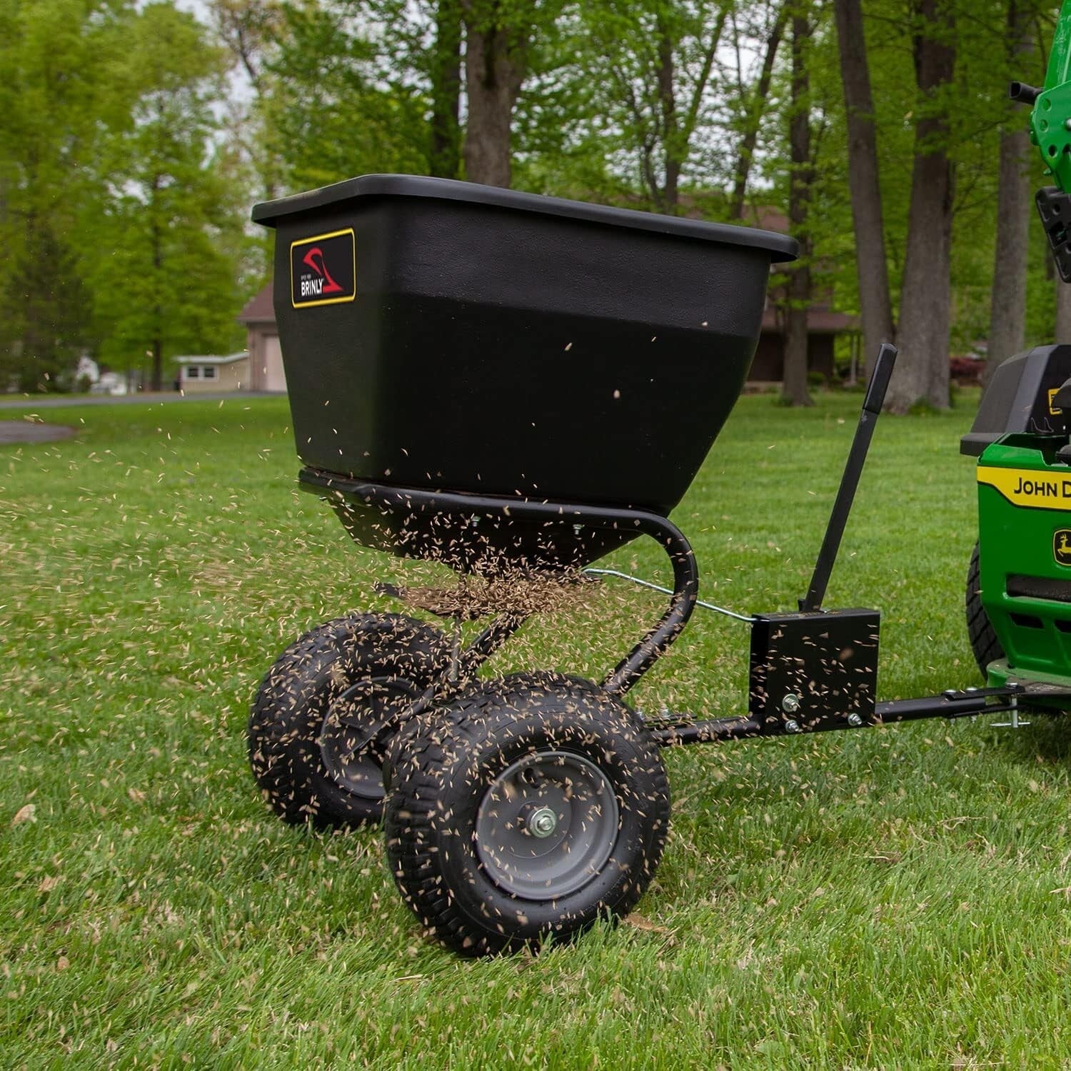 Tow Behind Broadcast Spreader - 175 lb Capacity with Universal Hitch & Autoflow