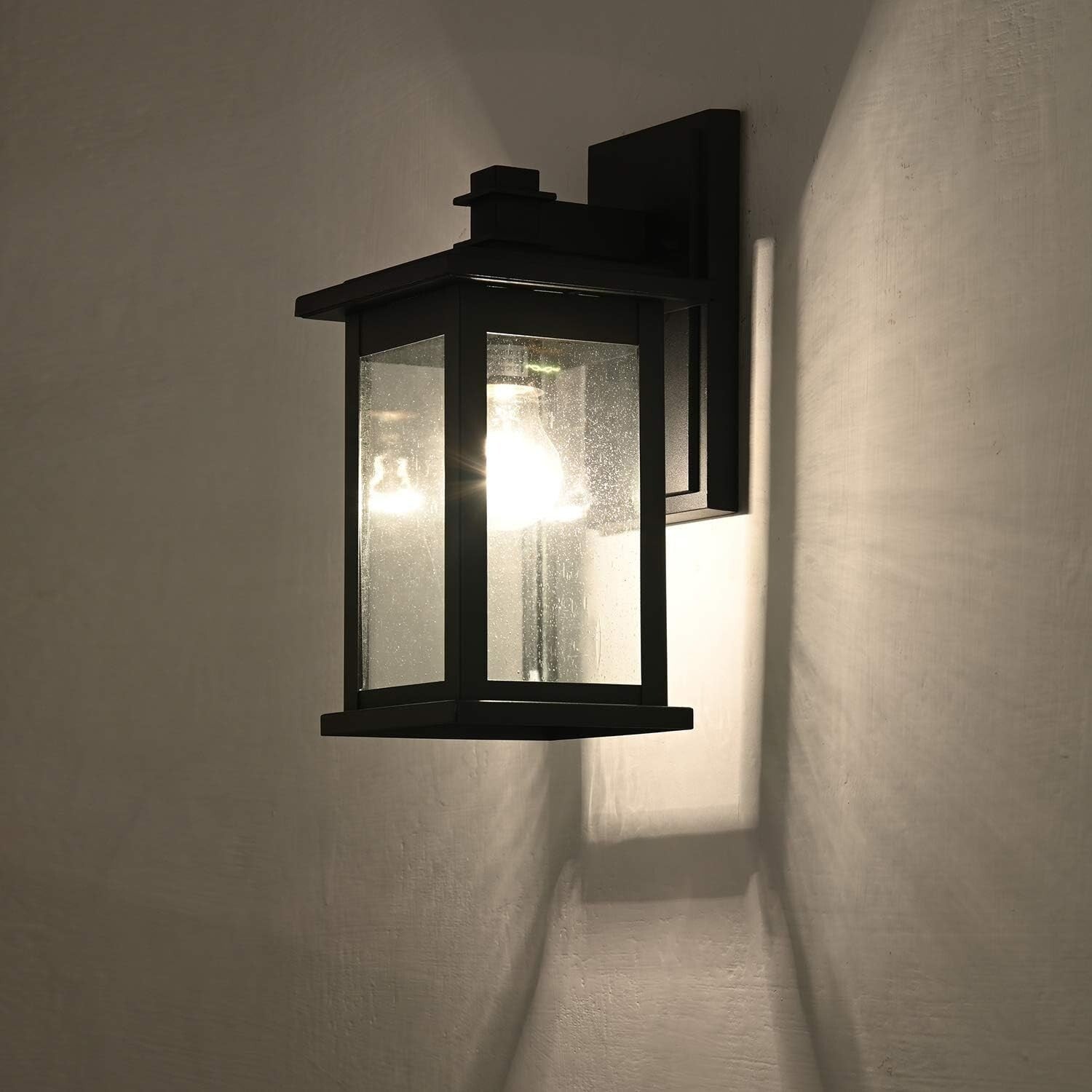Sturdy 2 Pack Outdoor Wall Lights - 12 Inch Black Lanterns for Wet Locations