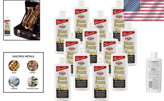 12-Pack of Fast-Acting Brass Cleaner - Long-Lasting Shine for Instruments & Home