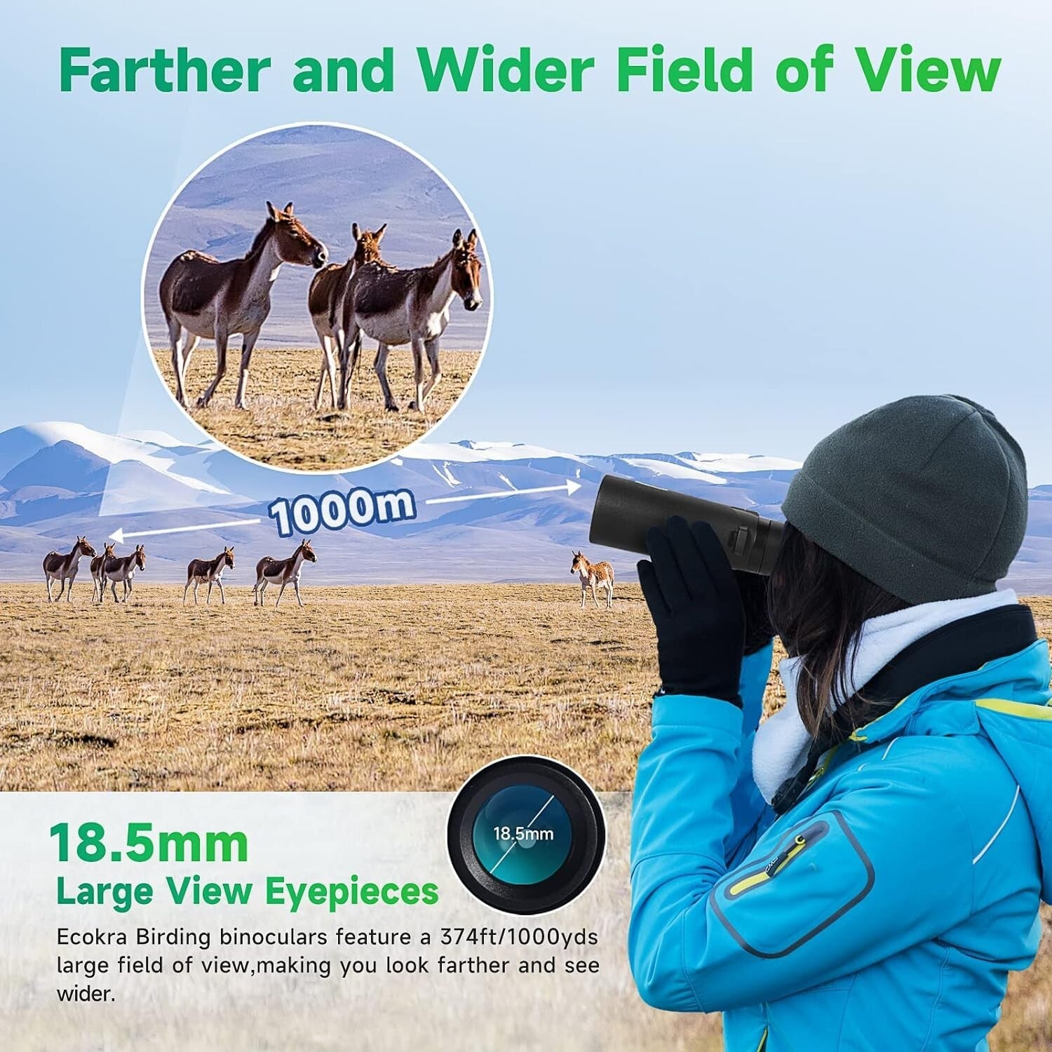Travel-Ready 12x42 High Power Binoculars with Large Field of View for Adventures
