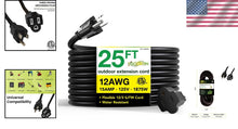 Load image into Gallery viewer, Reliable 12/3 SJTW 25ft Heavy Duty Extension Cord for Indoor and Outdoor Use