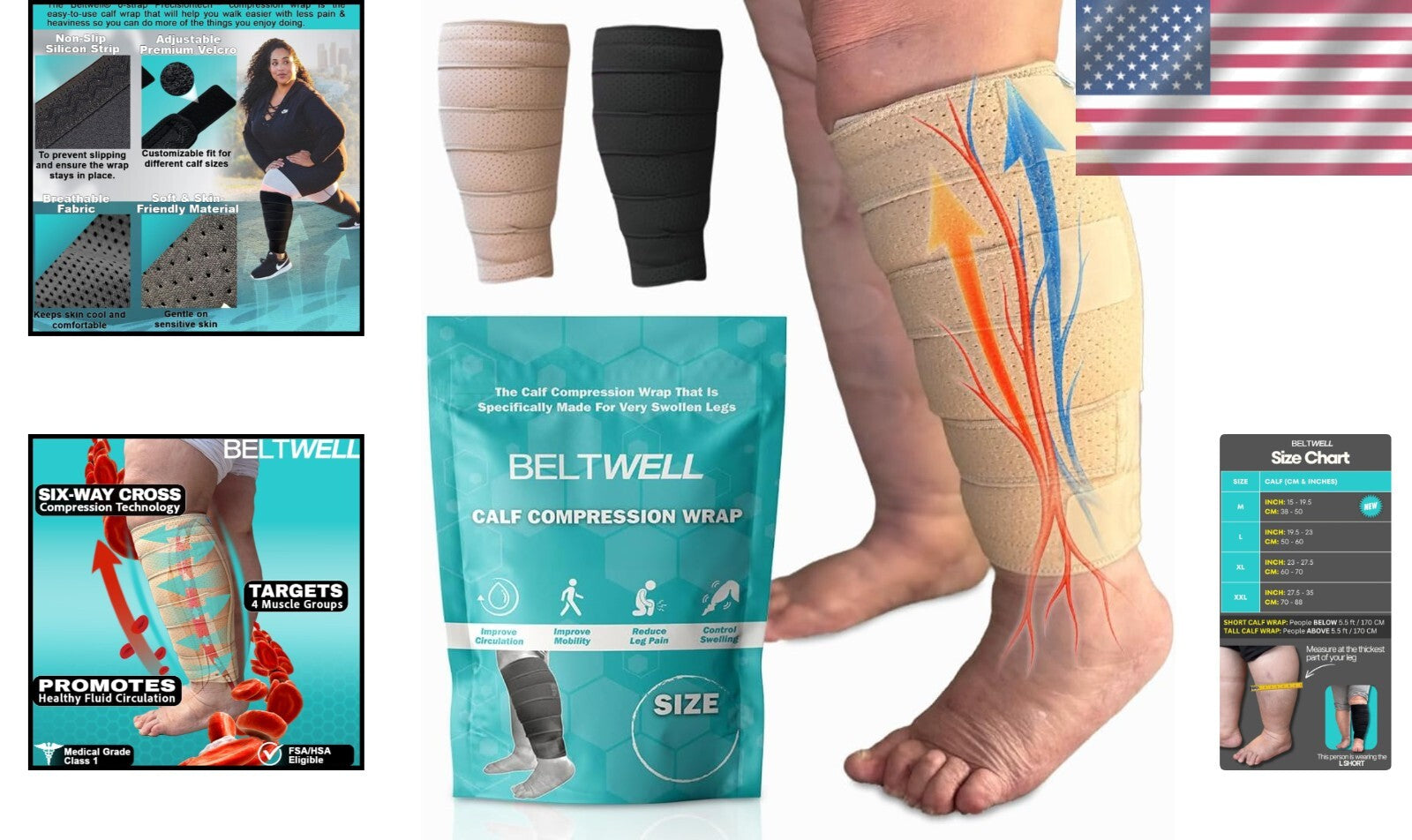 Premium Lymphedema Calf Wrap - Adjustable Fit for Circulation & Faster Recovery