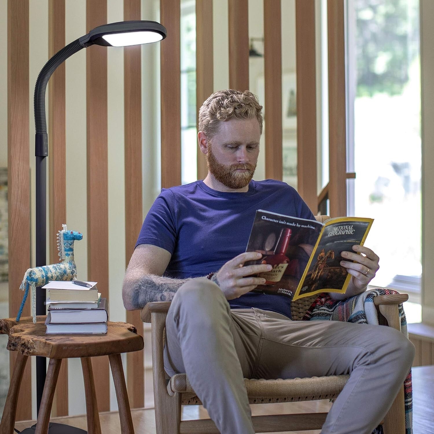 SmartLight Full Spectrum LED Floor Lamp: Adjustable Brightness, Gooseneck Design