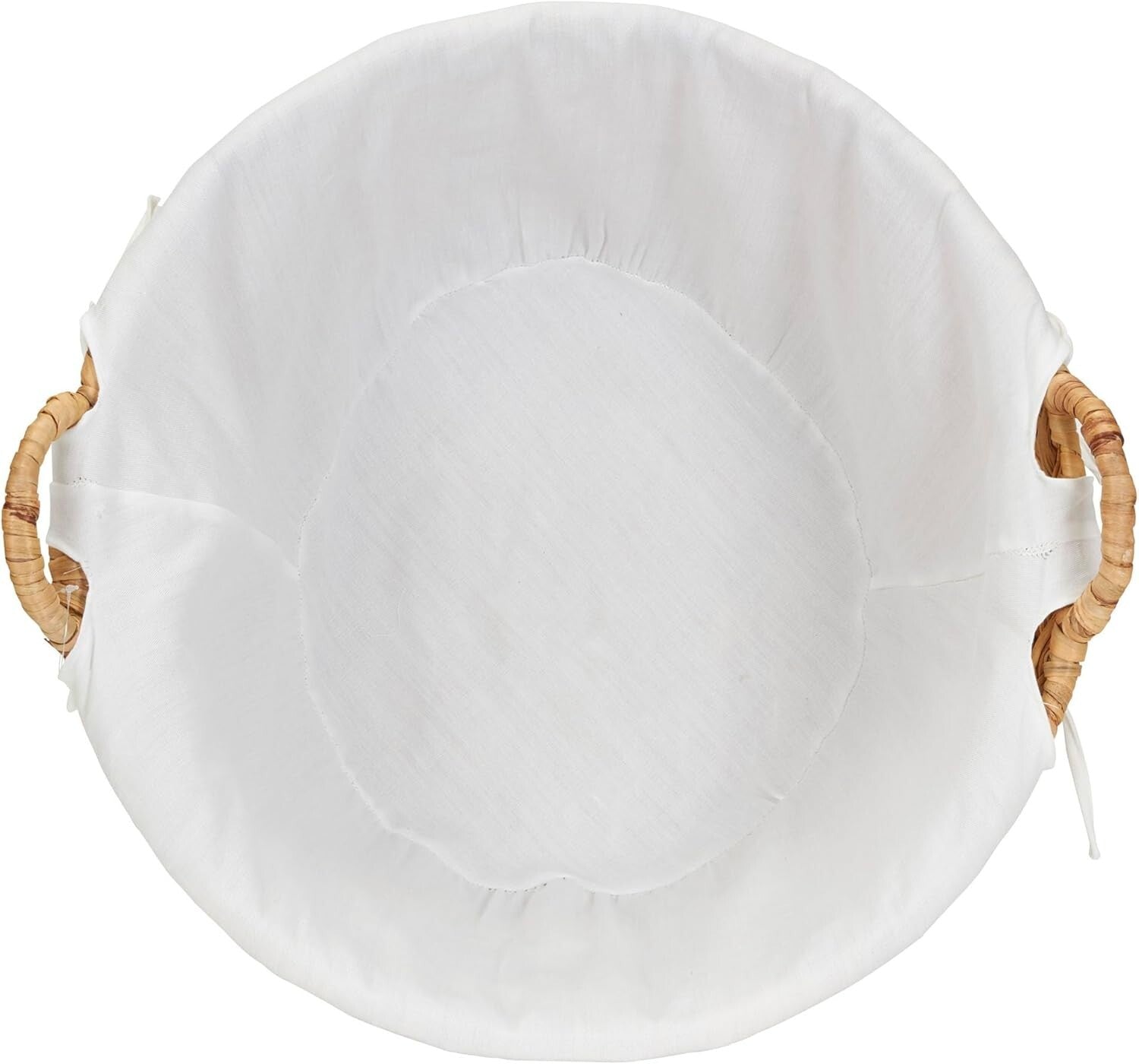 Elegant Large Round Wicker Laundry Basket with Liner, Natural Water Hyacinth