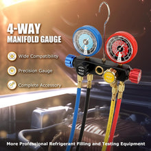 Load image into Gallery viewer, Multi-Refrigerant A/C Gauge Set with Brass Valves, 5FT Hose &amp; 3 Tank Adapters