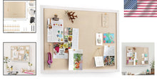 Load image into Gallery viewer, Stylish 23x18 Inch Wall Hanging Bulletin Board with Pushpins - Vintage White