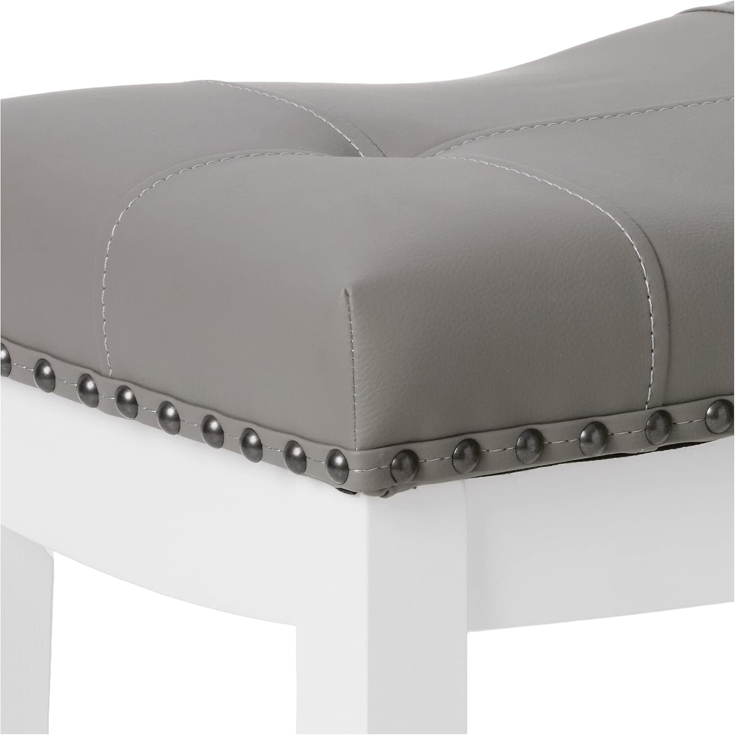 Elegant 24" White Bar Stool Set with Gray Cushion - Perfect for Counters