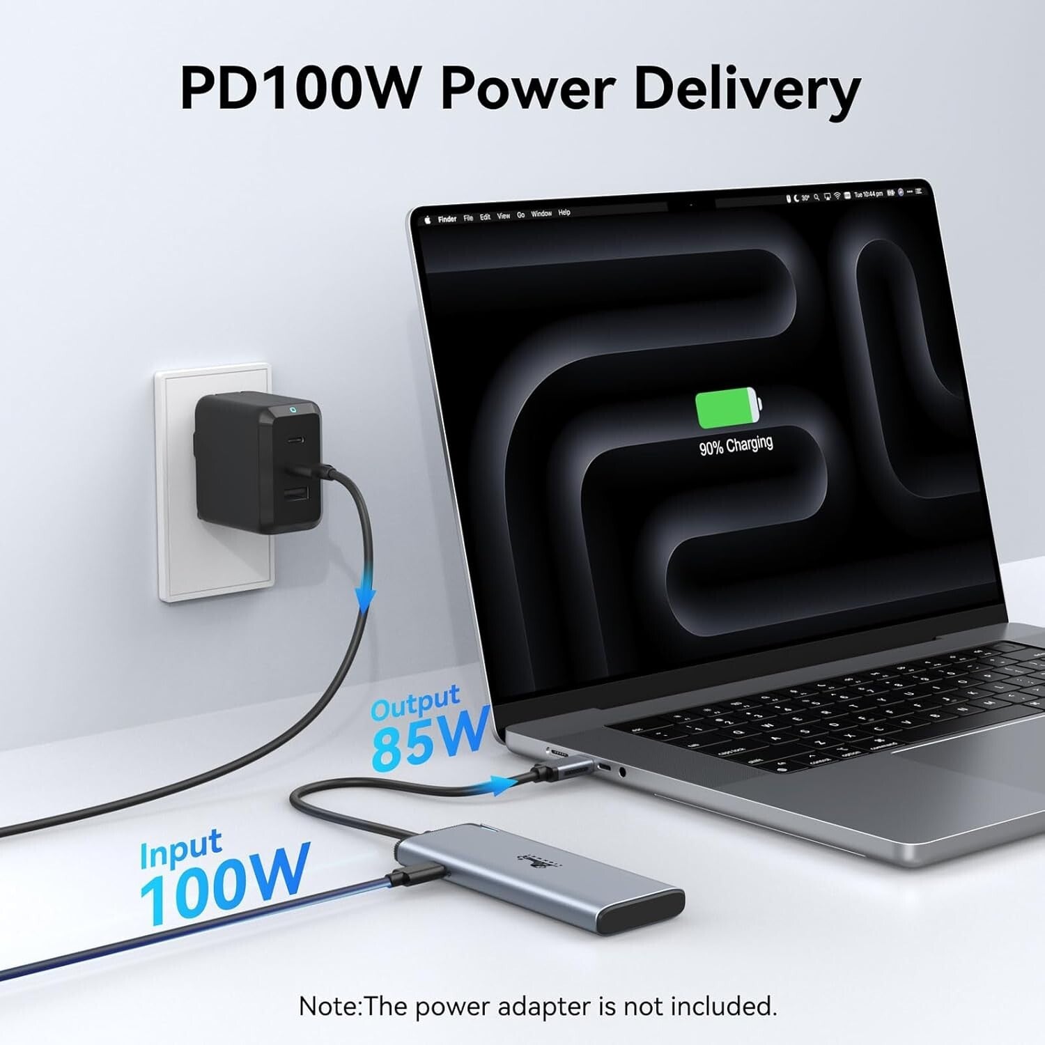 100W PD Charge & Dual Monitor Adapter - USB C Hub for MacBook & Laptops