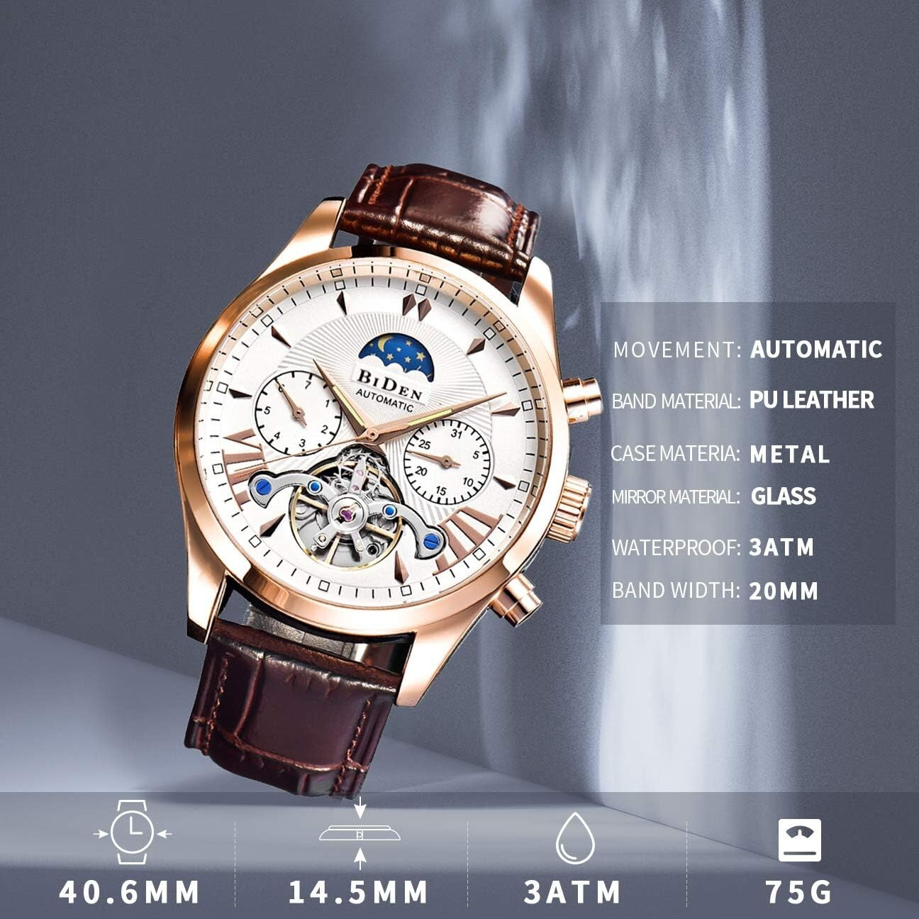 Men's Luminous Skeleton Watch - Automatic Mechanical & Water Resistant