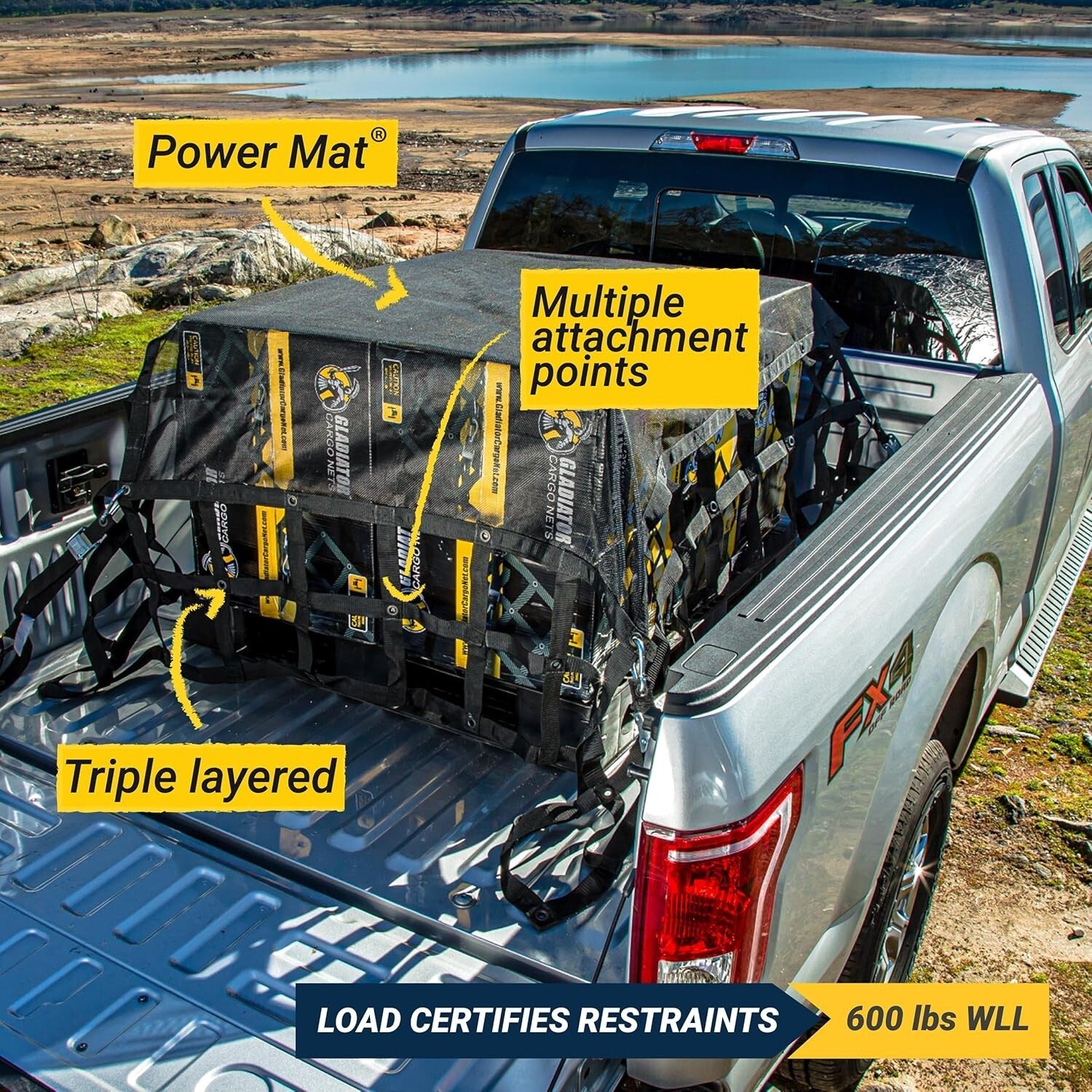 Weatherproof Medium 6.75' x 8' Cargo Net - Ideal for Trucks and Trailers