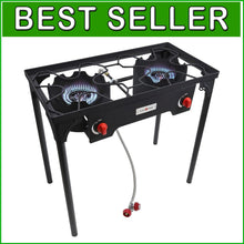 Load image into Gallery viewer, High-Pressure Propane Double Burner Camp Stove with Adjustable Heat Control