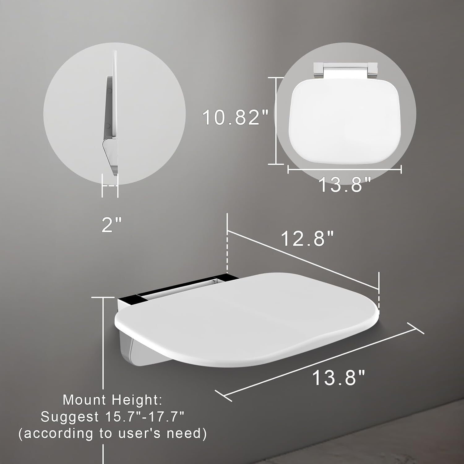 Durable Therapy Shower Chair - Wall-Mounted Foldable Seat for Elderly & Disabled