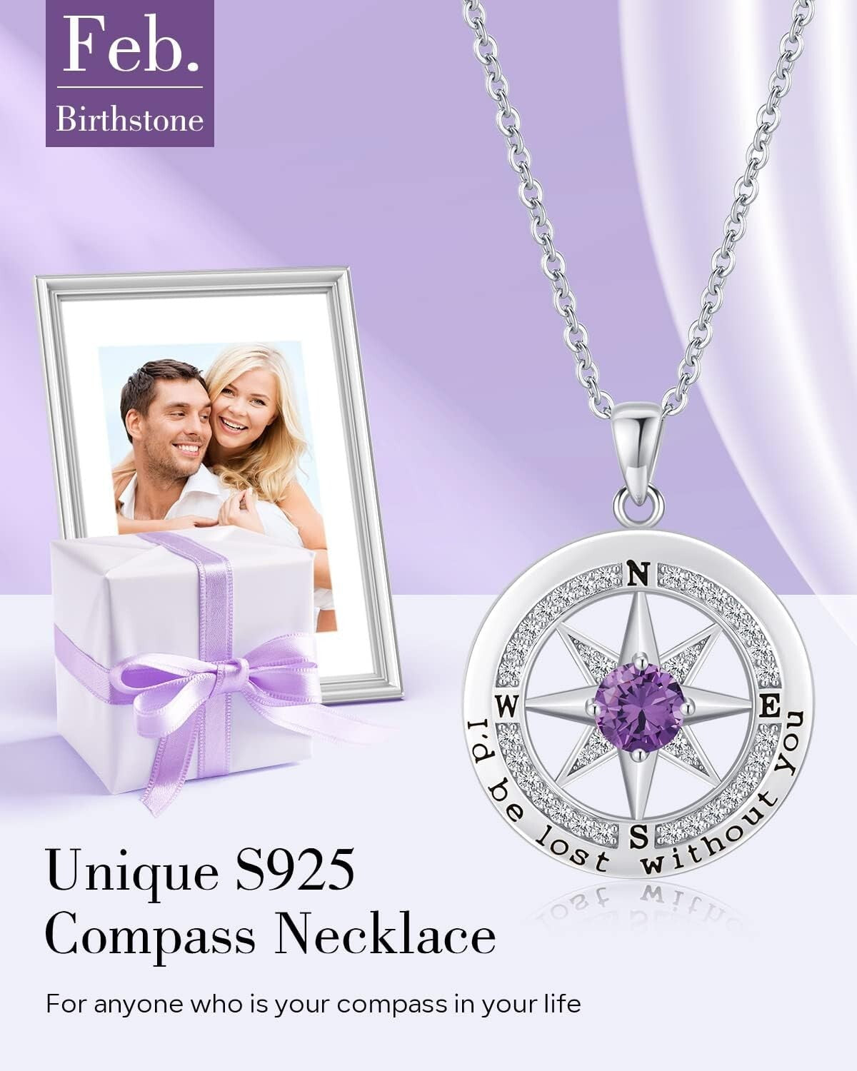 Sentimental Compass Necklace in S925 Silver: Perfect Anniversary Gift for Women