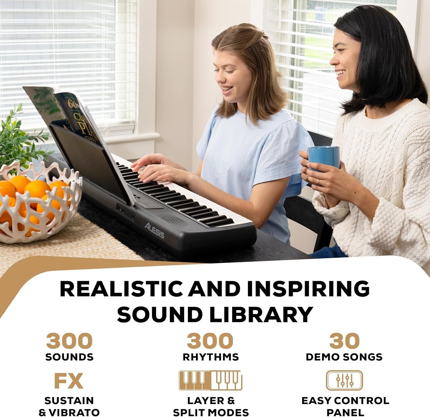 Portable 61-Key Melody MK4 Digital Piano with Built-in Speakers & Music Stand