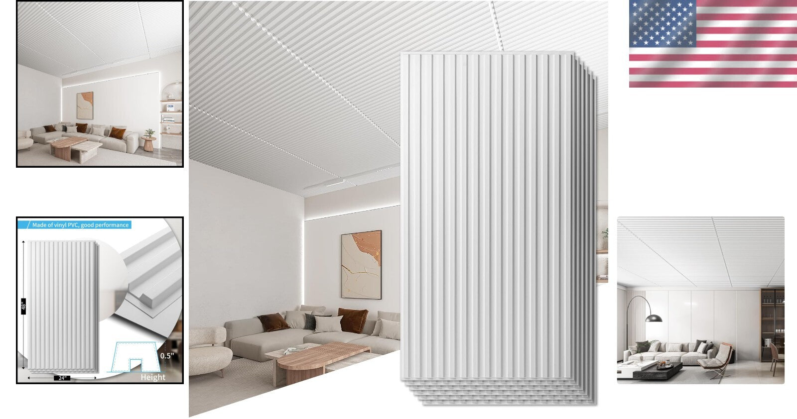 Versatile 24x48in 3D Slat PVC Wall Panels - 12 Packs for Stunning Interiors