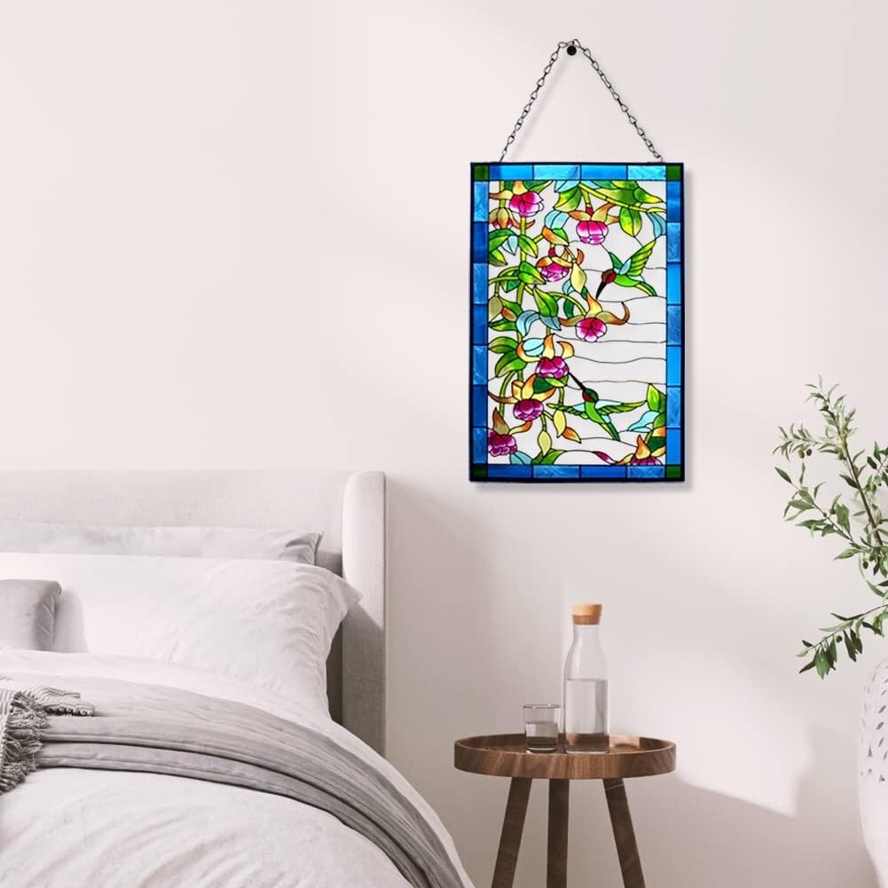 Vibrant Hummingbird Stained Glass Suncatcher - Perfect Gift for Bird Lovers
