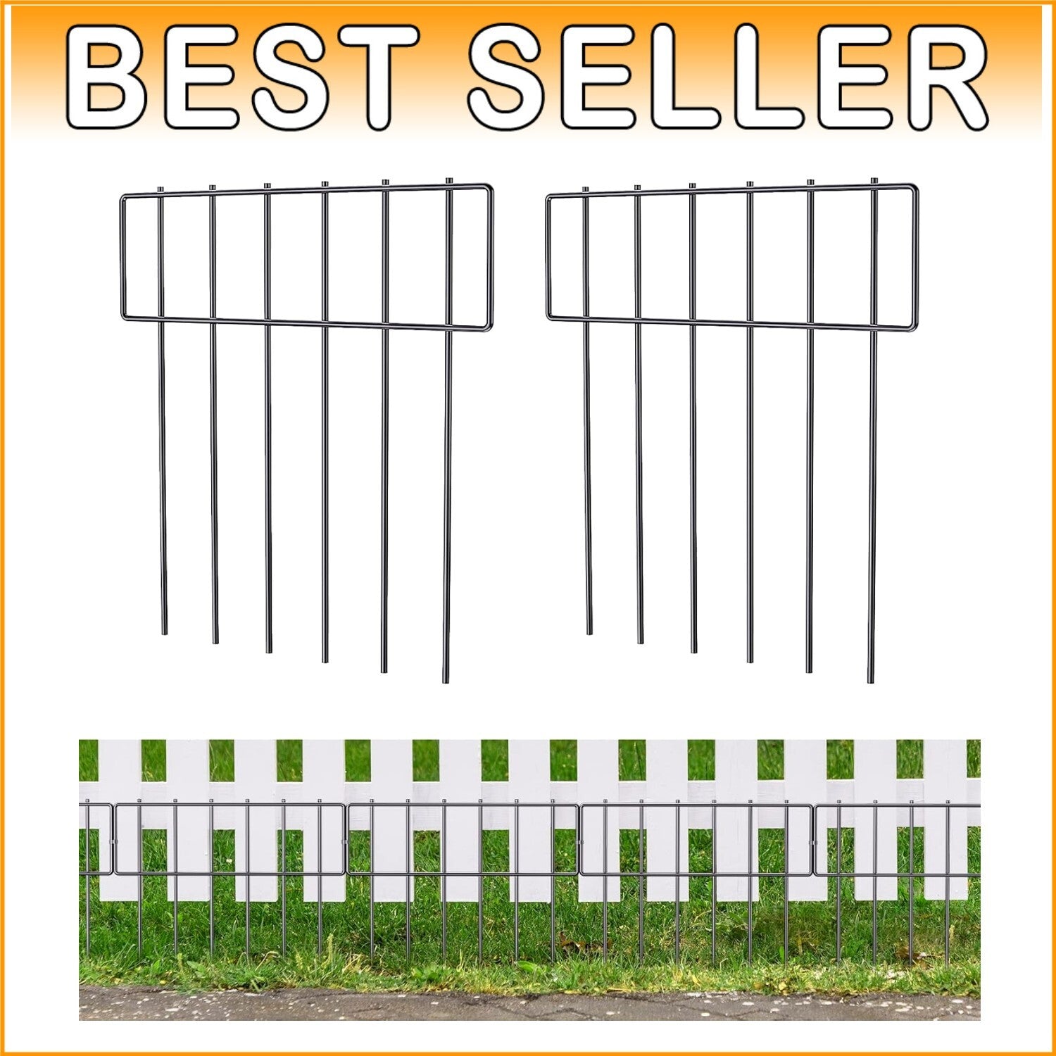 Easy Install Metal Animal Barrier Fence - 25 Panels, 17"H for Garden Protection