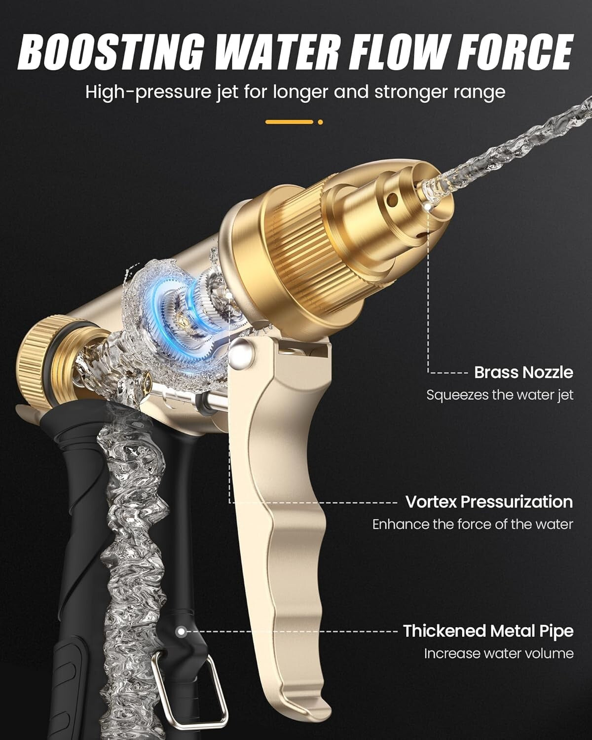Durable Brass Garden Hose Nozzle with Comfortable Grip and High-Pressure Output