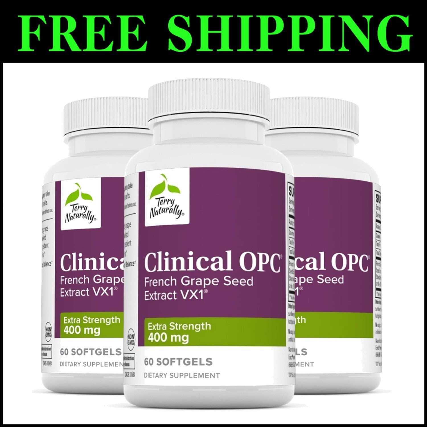 Clinical OPC Extra Strength - 60 Softgels, 3 Pack - 400 mg Grape Seed Extract
