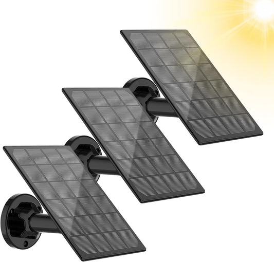 Eco-Friendly Solar Panels for Outdoor Security Cameras - 3 Pack with 10ft Cables