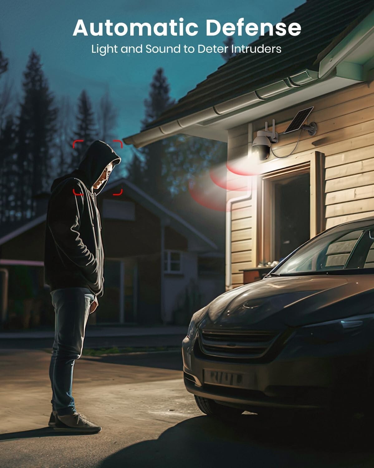 2-Pack Solar Powered Security Camera with 360° View - Alexa & Google Compatible