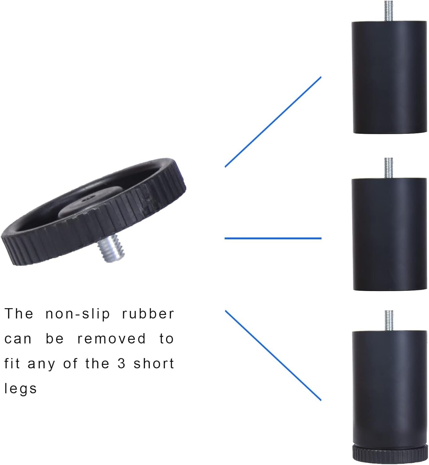 Durable 11-Inch Stainless Steel Bed Legs - M8 Thread, Set of 4 Adjustable Feet