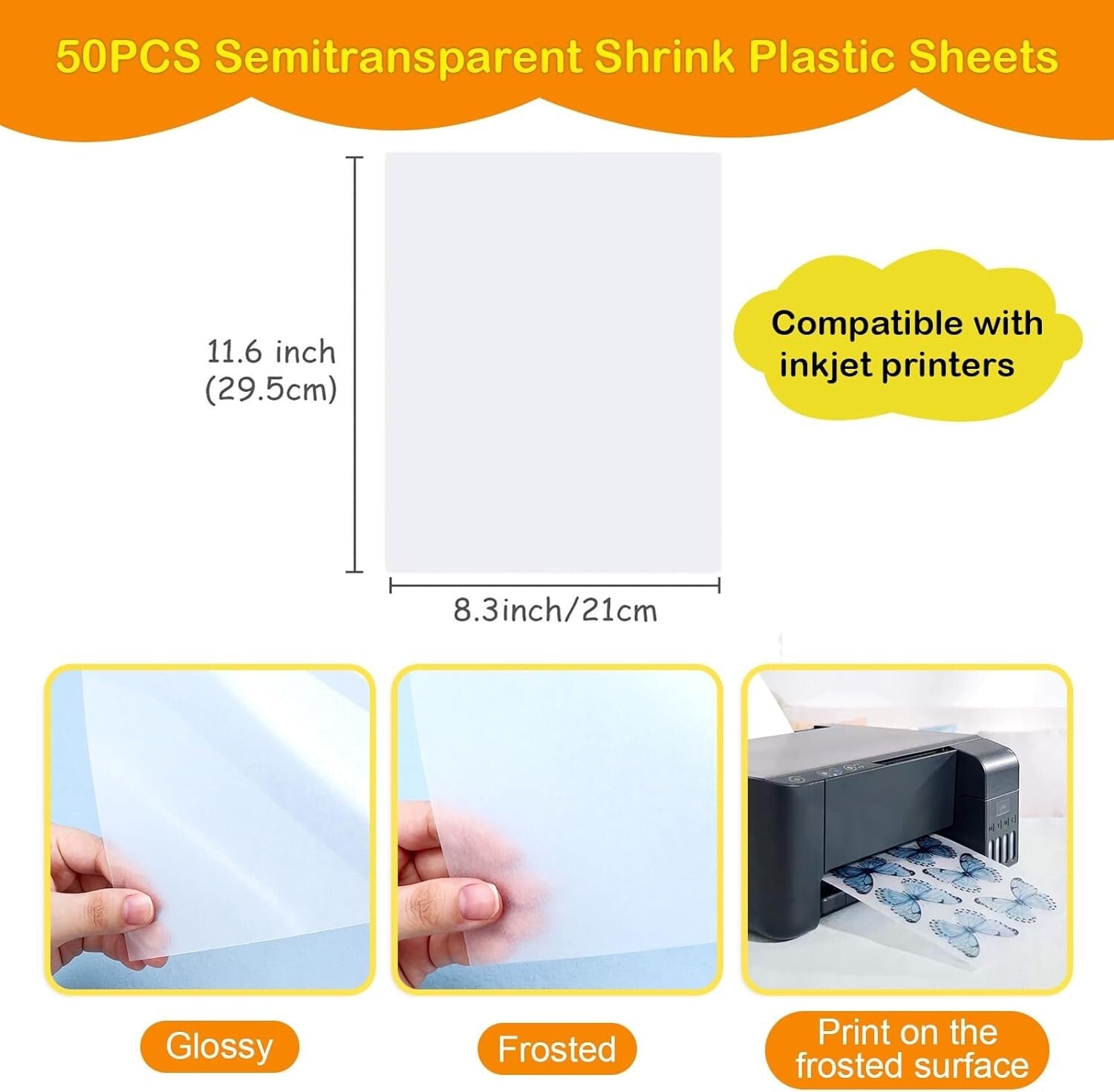 50 Sheets Printable Shrink Plastic - DIY Craft Kit for Creative Projects
