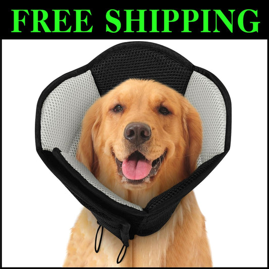 Breathable Soft Pet Cone for Large Dogs - Post-Surgery Adjustable Collar
