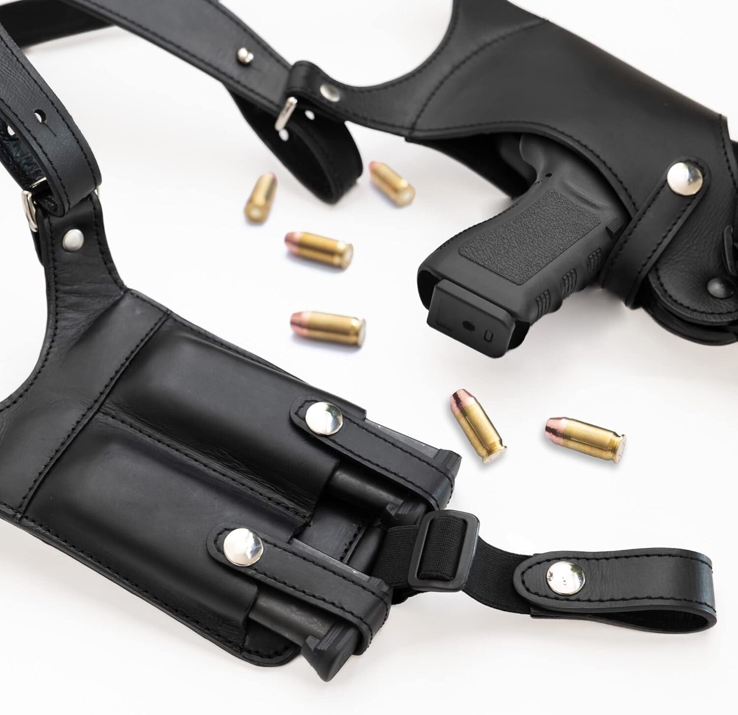 Dual Magazine Pouch Leather Shoulder Holster - Perfect for Concealed Carry