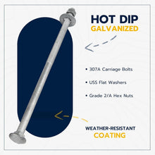 Load image into Gallery viewer, 1/2" x 16" Heavy-Duty Carriage Bolt Kit - Galvanized with 25 Washers &amp; Nuts
