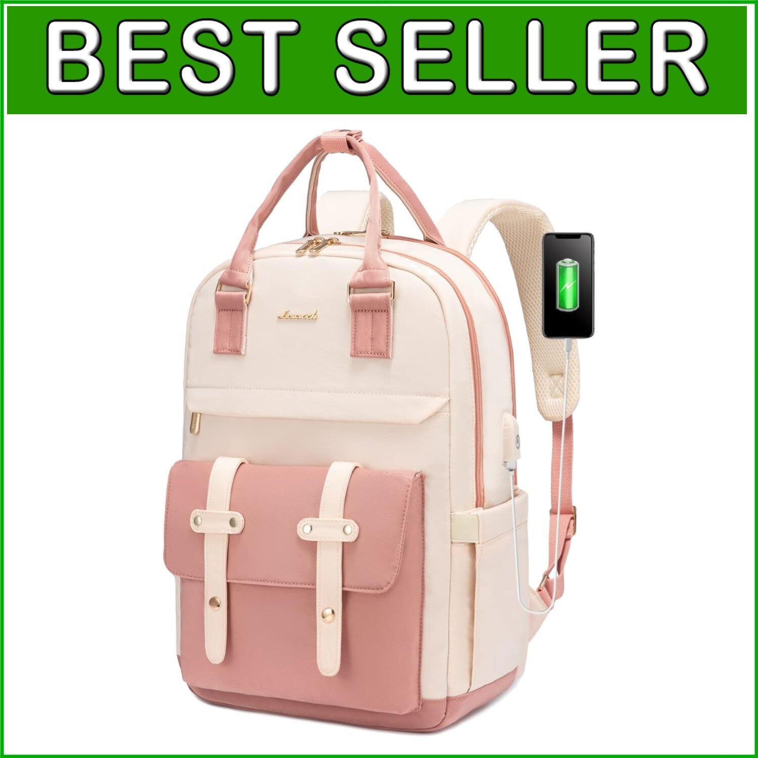 Stylish Water-Resistant Laptop Backpack with USB Port for Women - 15.6 Inch