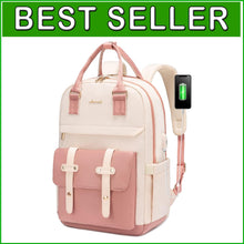 Load image into Gallery viewer, Stylish Water-Resistant Laptop Backpack with USB Port for Women - 15.6 Inch