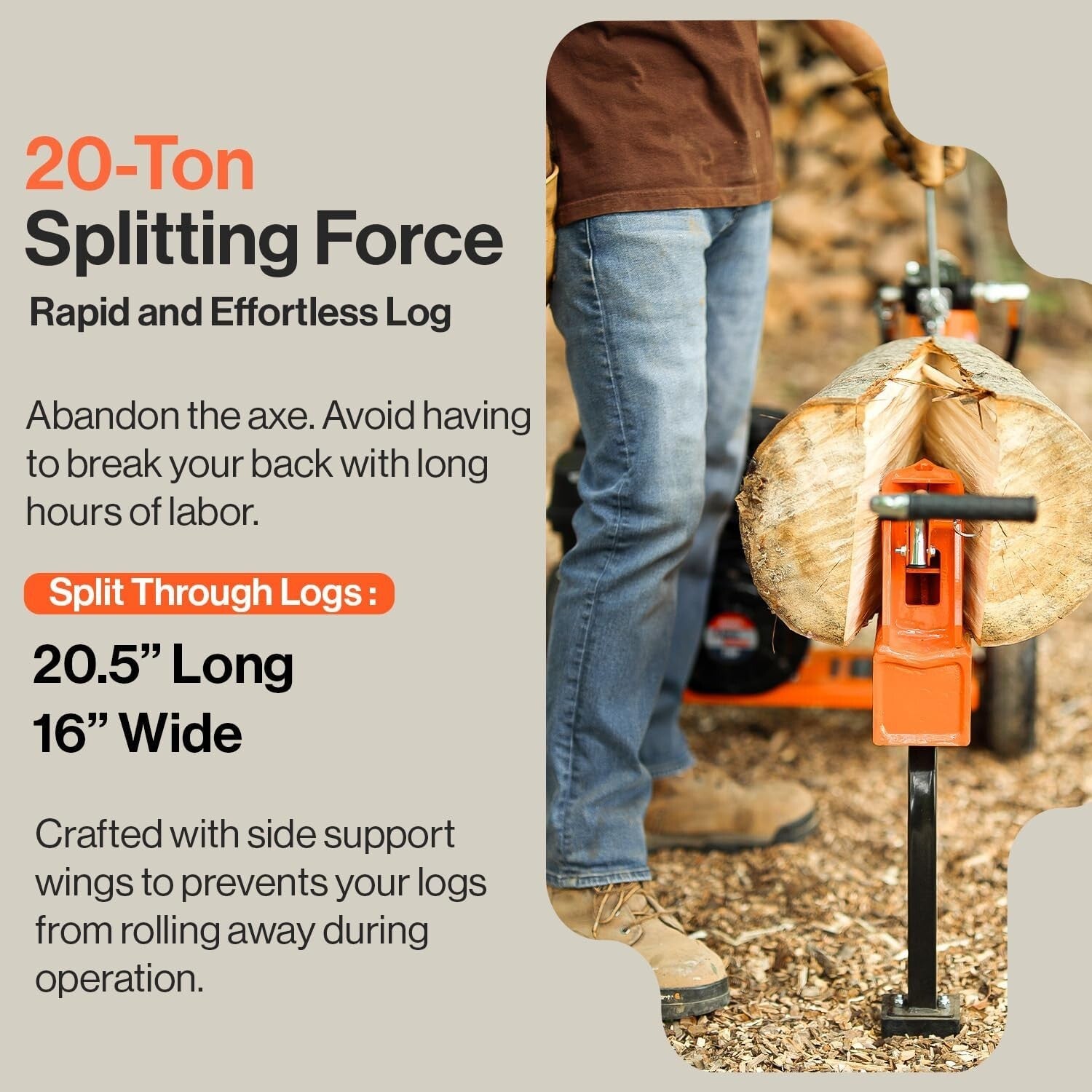 Portable 20 Ton Log Splitter with 7HP Engine for Effortless Firewood Splitting