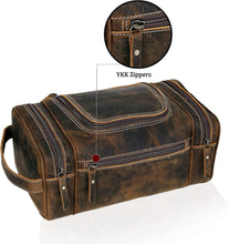 Load image into Gallery viewer, Elegant Leather Toiletry Bag for Men - Spacious &amp; Stylish Travel Essentials