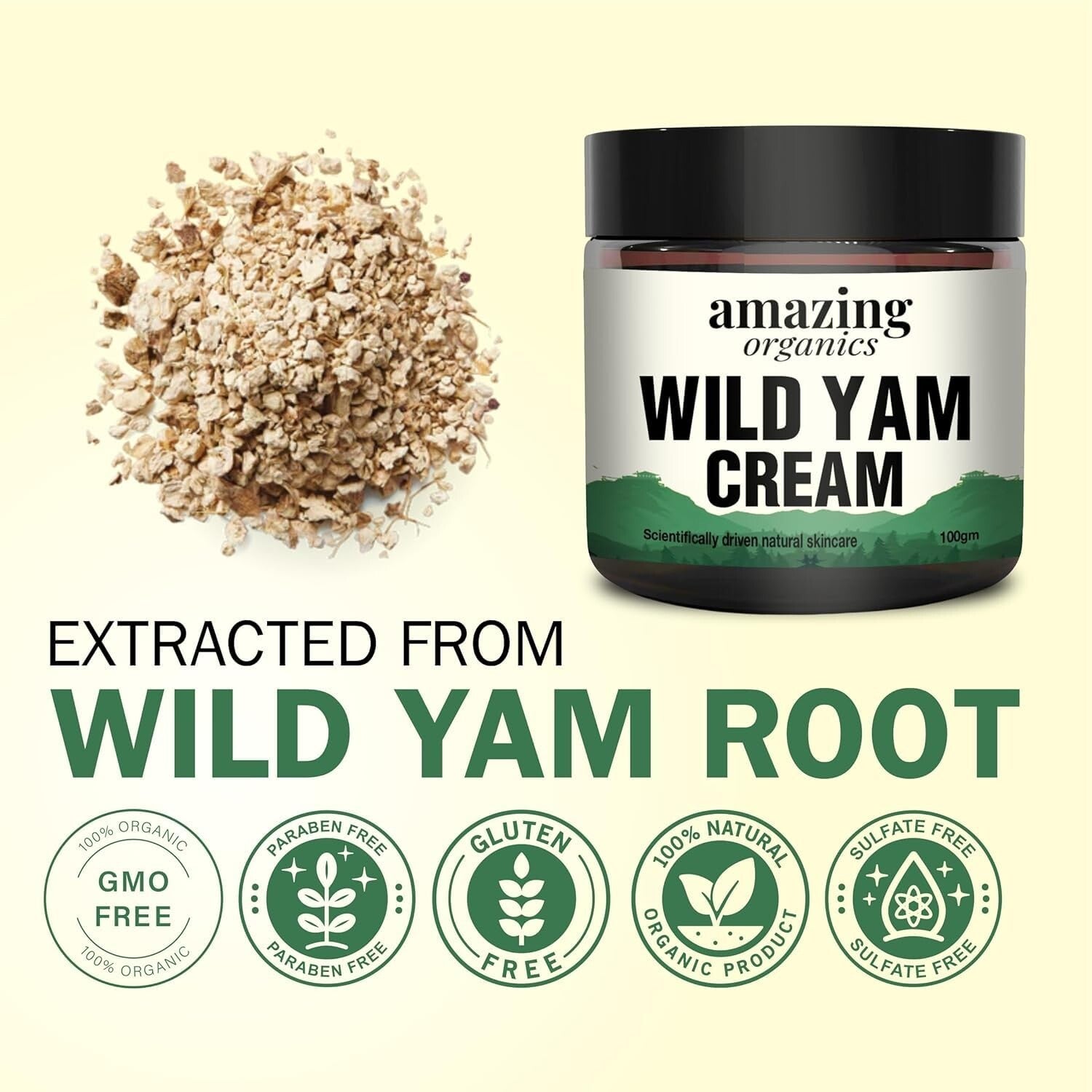 Cruelty-Free Wild Yam Cream: Natural Moisturizer and Menstrual Relief, 1 oz
