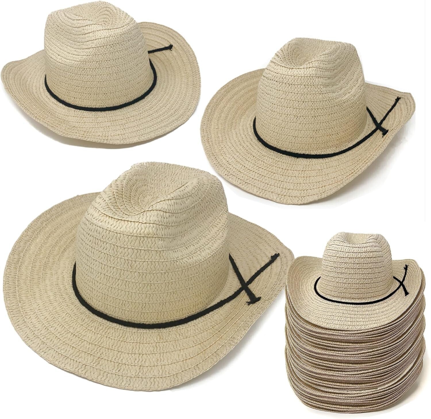 Versatile 72 Straw Cowboy Hats - Perfect for Weddings, Concerts & Parties