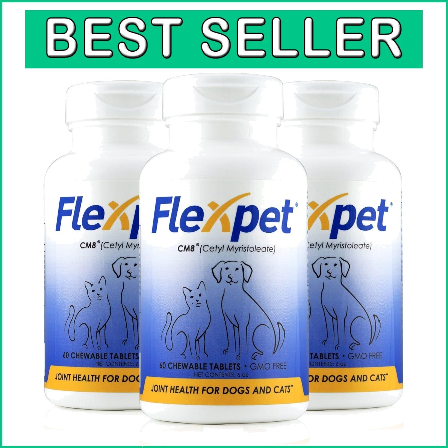 All-Natural Dog Joint Supplement - 180 Chewable Tablets with CM8, Gluten-Free