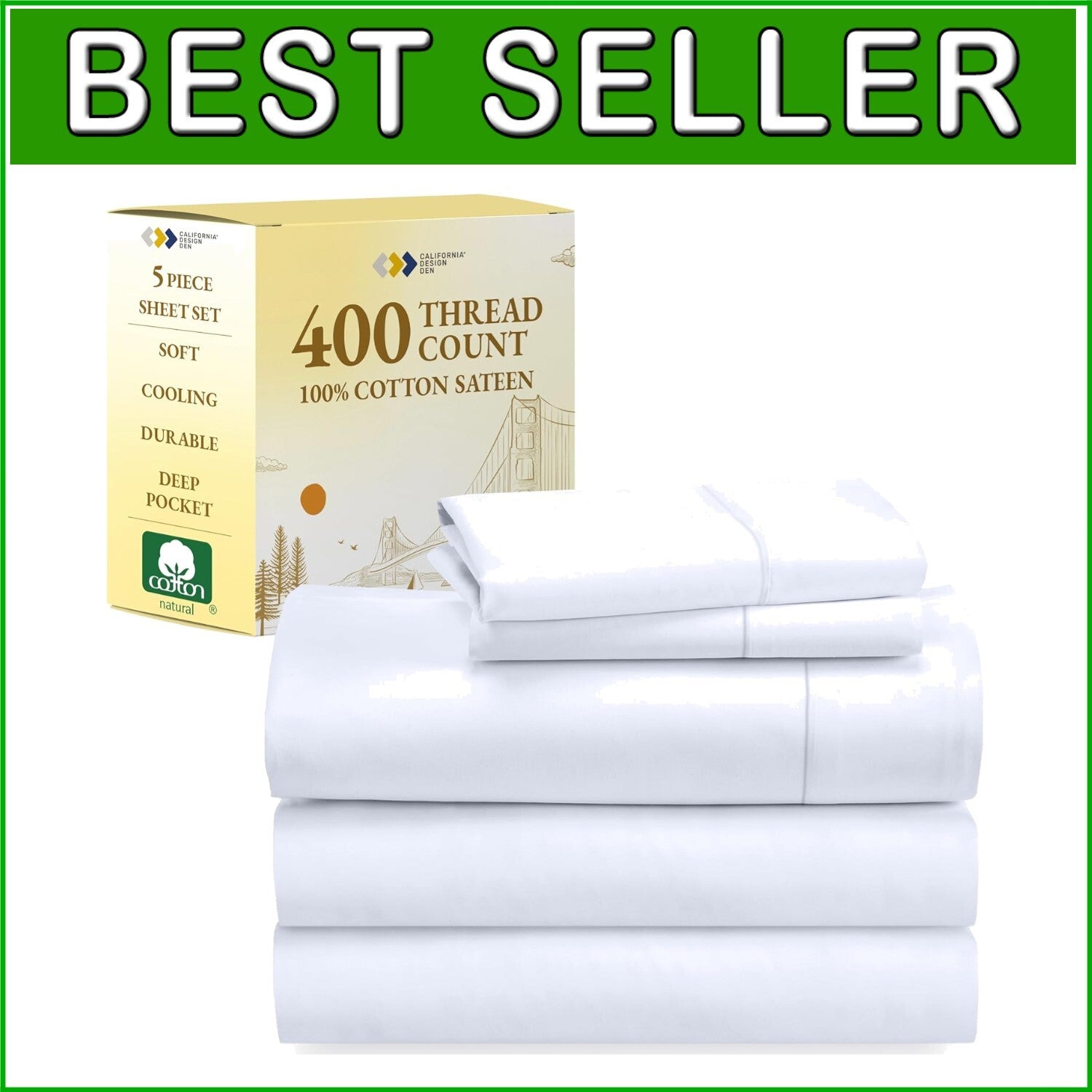 Breathable & Soft 400 TC Split King Sheets with Deep Pockets - Ultimate Comfort
