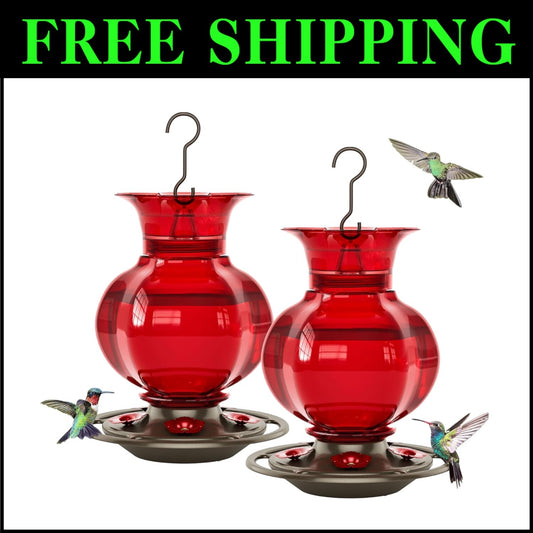 Durable 23oz Outdoor Hanging Hummingbird Feeder - Leak-Proof & Rustproof, 2-Pack
