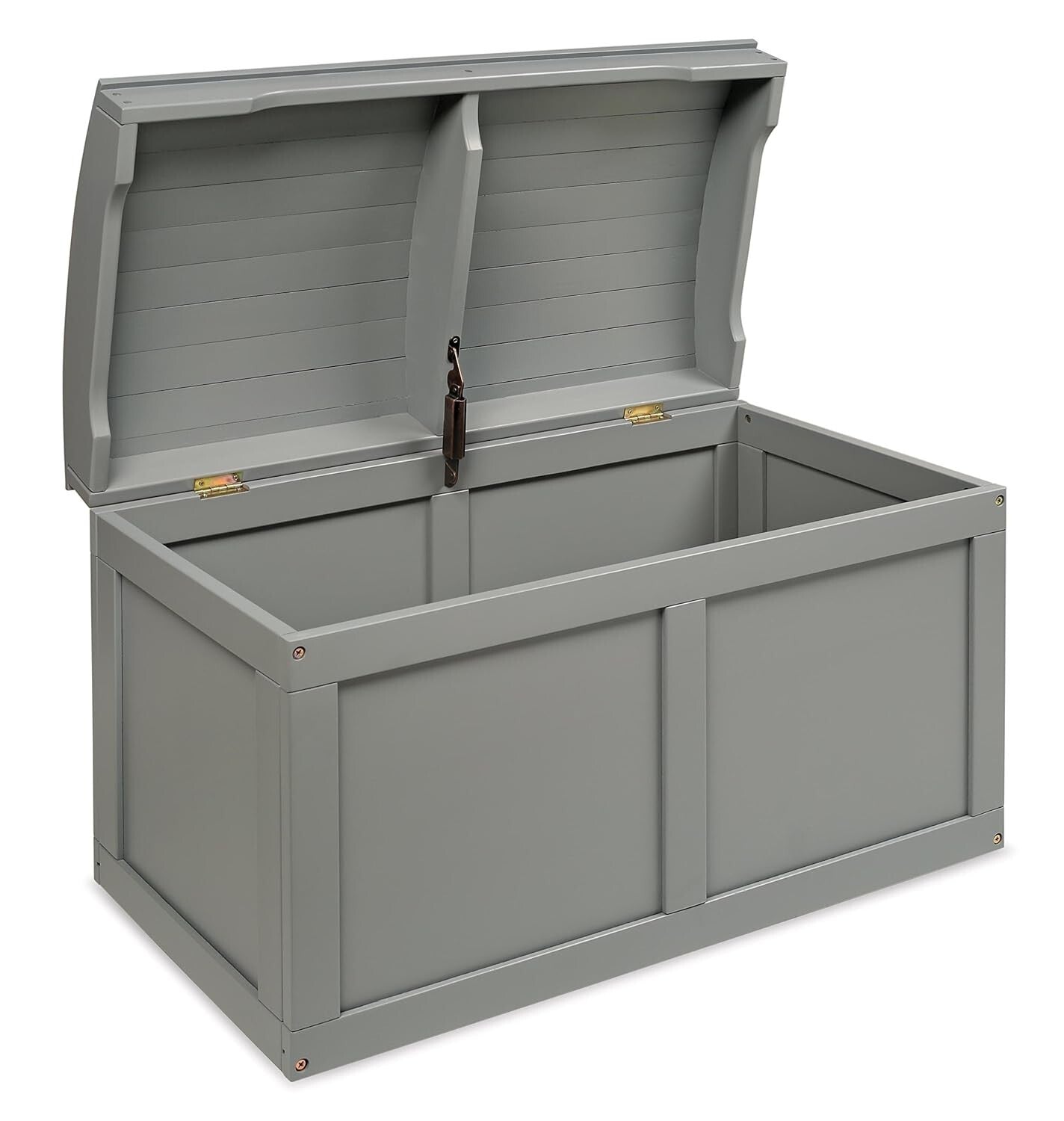 Elegant Gray Hardwood Toy Box with Support Hinge - Perfect for Kids Storage