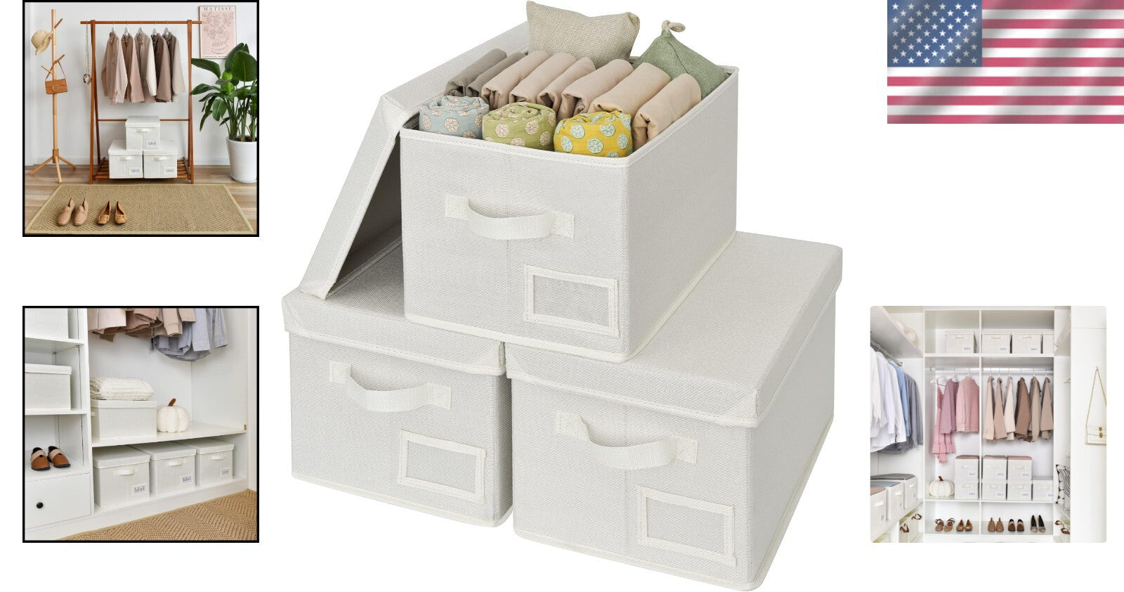 Elegant Portable Stackable Storage Bins Set of 3 - Perfect for Home Organization