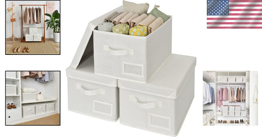 Elegant Portable Stackable Storage Bins Set of 3 - Perfect for Home Organization