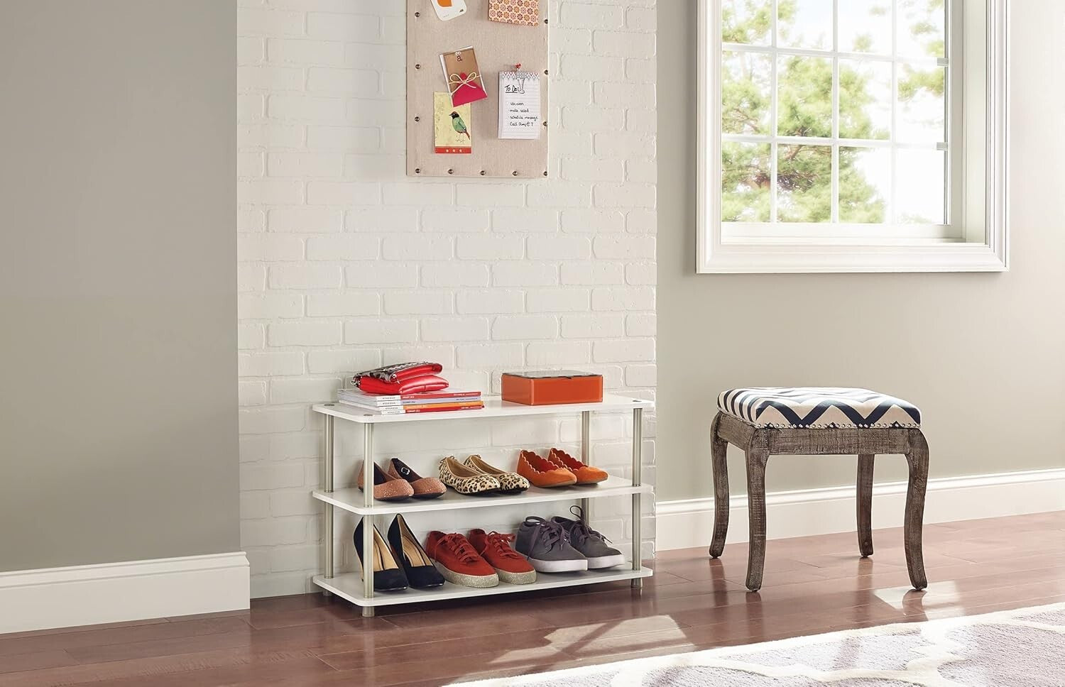 Chic 3-Tier Shelf Organizer for Shoes and Accessories in Elegant White Finish