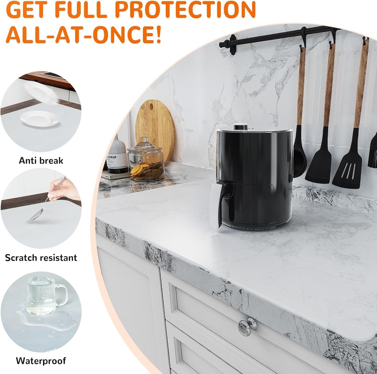 Extra Large 47" x 23" Waterproof Silicone Mat - Kitchen Countertop Protector