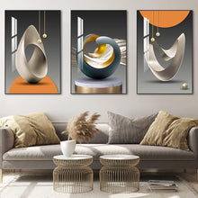 Load image into Gallery viewer, Framed Abstract Wall Art Trio - 24x32 Panels in Blue &amp; Yellow for Home Decor