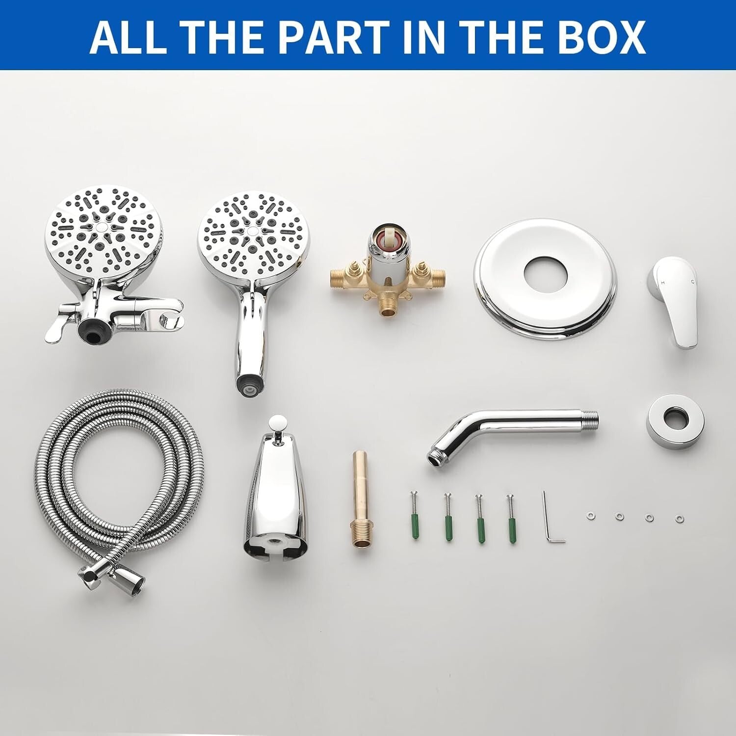 Dual Shower Faucet Set with Tub Spout - Chrome Shower Combo for Luxurious Baths