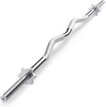 Load image into Gallery viewer, Ergonomic 48-inch Chrome Curl Bar with Spin-Lock Collars for Safe Weightlifting