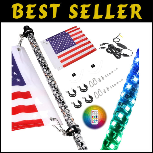 Ultimate 5ft RGB LED Whip Lights - Remote Controlled Offroad Adventure Lighting