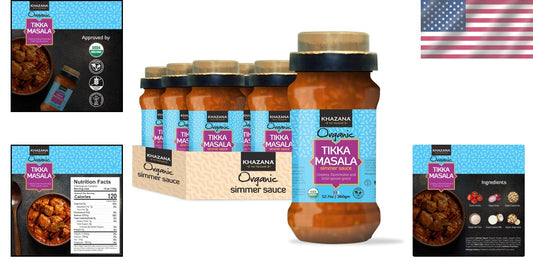 Delicious Organic Tikka Masala Simmer Sauce - Authentic Flavors, 12.7oz Jars