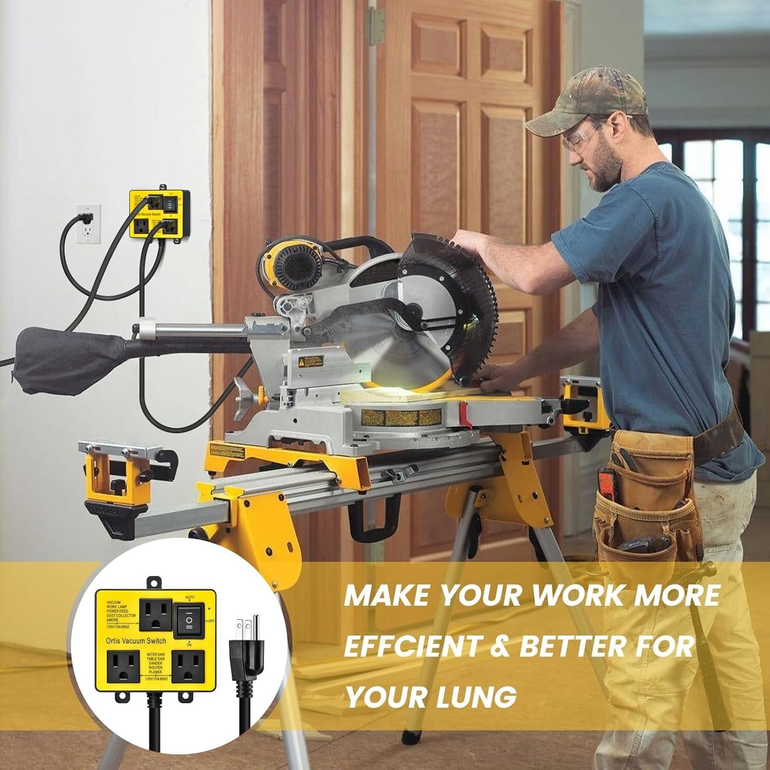 Dual Outlet Automatic Vacuum Switch with Delay - Cleaner Workspaces, Safer Tools